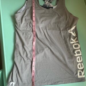 Reebok Gray and White Athletic Tank Top. Built in Bra‎